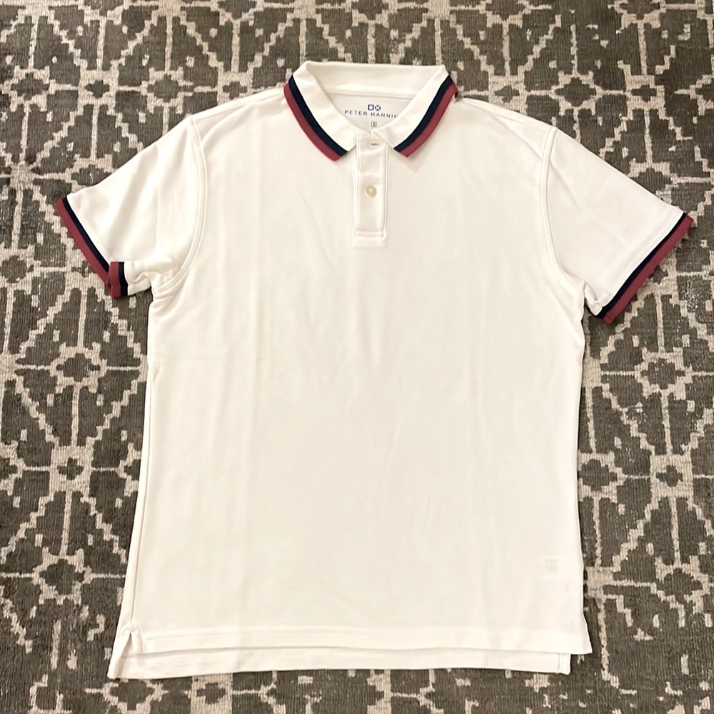 Peter Manning Polo Shirt, White Tipped. Size S